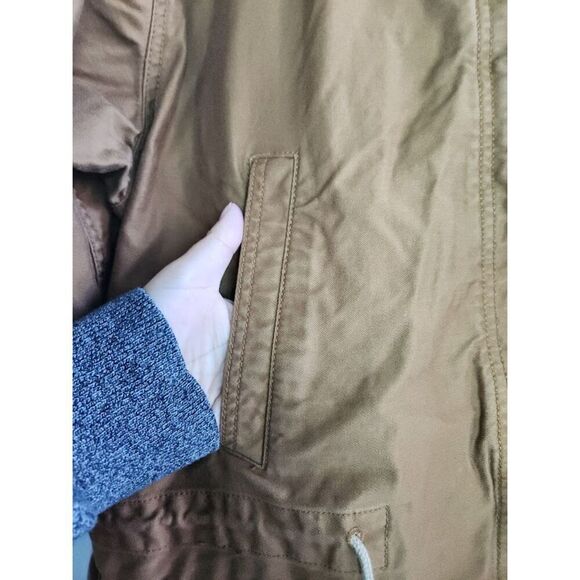 Gap Men Tan Khaki 100% Cotton Mid Length Anorak Utility Full Zip Jacket  Large - Picture 6 of 12